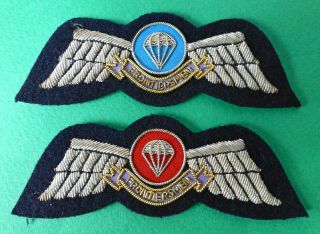 2 Frontiersmen Parachute Silver Bullion Blue,  Red Airborne Rare1st Para Wings