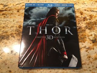Thor 3d Blu Ray Dvd 2011 3 Disc Marvel Limited Edition With Rare Oop Slipcover