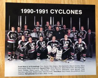 Rare 1990 - 91 Echl Cincinnati Cyclones Team Photo Color 8x10