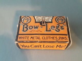 Vintage Rare " Bow - Legs " Clothes Pins In The Box