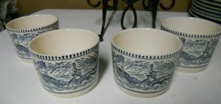 Set Of 4 Currier And Ives - Rare Coffee Mugs - 3 " Tall And 3 3/4 " Across.