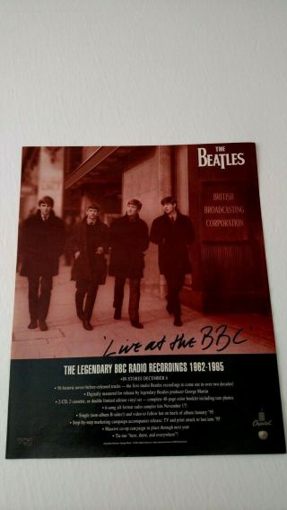 The Beatles " Live At The Bbc " (1994) Rare Print Promo Poster Ad