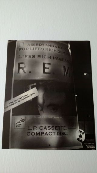 R.  E.  M.  " Pageantry Tour 1986 " Rare Print Promo Poster Ad