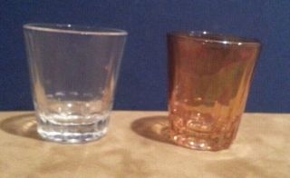 Vintage Federal Marigold Carnival & Clear Depression Glass Shot Glass Cup Rare