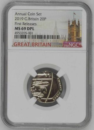 2019 Great Britain First Releases 20p Ngc Ms69 Dpl Deep Proof - Like Rare Top Pop