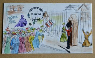 British Anniversaries Votes For Women 1968 Rare Hand Painted Suffragette Fdc