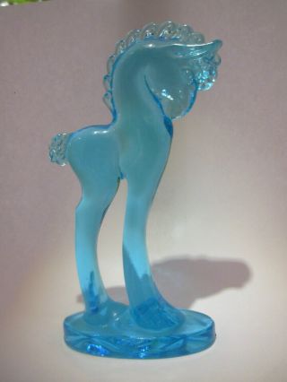 Mosser Paden City Glass Pony Horse 5 1/2 " Aqua Blue " Rare