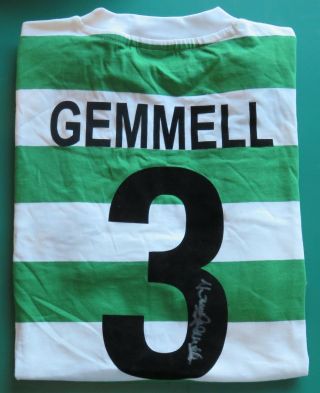Rare Tommy Gemmell Signed Celtic Lisbon Lions Shirt Unframed Aftal Rd 175
