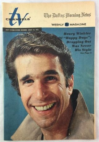 8 - 18 - 1974 Rare Local Tv Guide Dallas Texas Henry Winkler Fonzie Happy Days