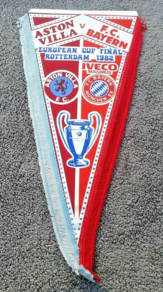 Rare 1982 Aston Villa V Bayern Munich (rotterdam) European Cup Final Pennant