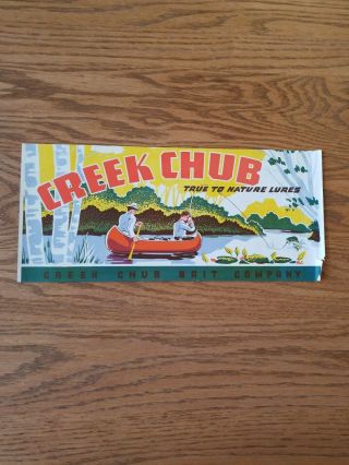 Rare Creek Chub Bait Color Factory Carton Box Label Canoe Fishing Label