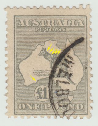 Kangaroo Stamps: £1 Grey C of A Watermark SG138 cv $1200 Rare 2