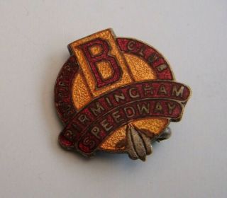 Vintage Birmingham Speedway Supporters Club Rare Enamel Pin Badge By Fattorini