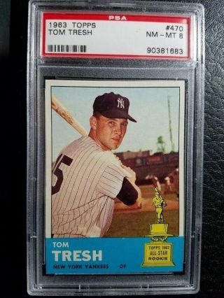 1963 Topps 470 Tom Tresh Ny Yankees Psa 8 Rare Sp Only 40 Higher & Centered