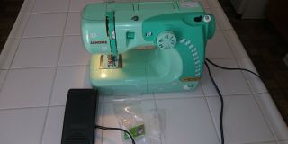 Rare Janome Hello Kitty Sewing Machine Model 11706 Green With Foot Pedal