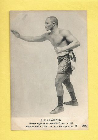 Sam Langford Rare 1910 Eld Boxing Postcard France Back Ibhof Jack Johnson