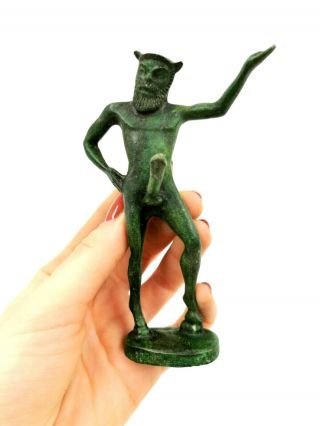 Rare Roman Ca.  200 Ad Bronze Statue Of An Erect God Satyr - Erotic - Rare - R 498