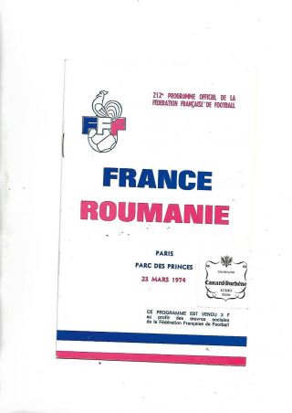 23/3/74 Very Rare France V Romania