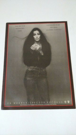 Cher " A Womans Story " (1974) Rare Print Promo Poster Ad