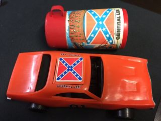 80’s Dukes Of Hazzard General Lee Orange Plastic Car Rare & Thermos