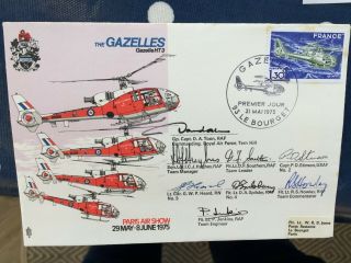 France The Gazelles Helicopters Flight Fdc Cover 8 Signatures,  Very Rare Item