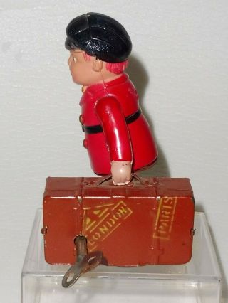 RARE 1940 ' s ALPS OCCUPIED JAPAN CELLULOID WIND - UP TIN TOY LUGGAGE BOY CARRIER 2
