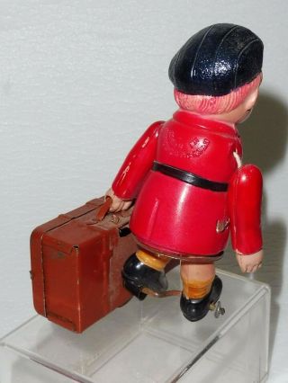 RARE 1940 ' s ALPS OCCUPIED JAPAN CELLULOID WIND - UP TIN TOY LUGGAGE BOY CARRIER 6