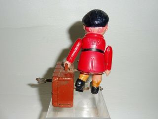 RARE 1940 ' s ALPS OCCUPIED JAPAN CELLULOID WIND - UP TIN TOY LUGGAGE BOY CARRIER 7