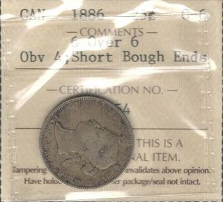 1886 6 Over 6 Twenty - Five Cents Iccs G - 6 Rare Variety Victoria Canada Quarter