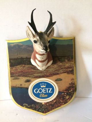 Rare Vintage Goetz Beer Sign Trophy Plaque Series Antelope Hunting Deer