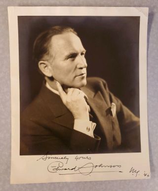 Edward Johnson Rare Signed 8x10 Vintage 1940 Photo,  Canadian Opera Tenor