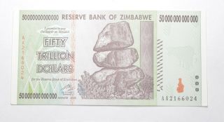 Rare 2008 50 Trillion Dollar - Zimbabwe - Uncirculated Note - 100 Series 305
