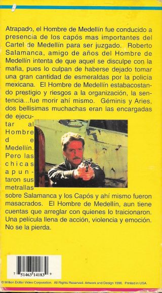 EL HOMBRE DE MEDELLIN 2 (VHS) Rare Mexi - cinema (Spanish Language Only) 2