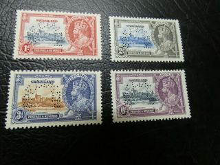 Rare British Swaziland 1935 Jubilee Sg21s - Sg24s Full Specimen €200,