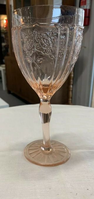 Rare Anchor Hocking Mayfair Open Rose Pink 7 1/4 " 9 Oz Thin Water Goblet