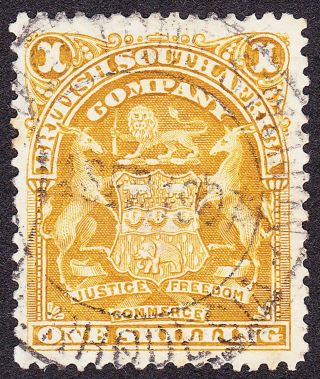 Rhodesia Rare Postmark On 1/ - Arms Sg84 - Livingstone Station Dc Dated 14.  Sep.  1907