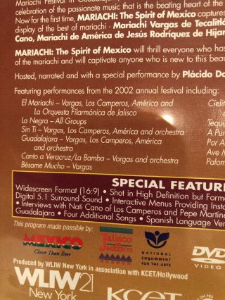 Mariachi The Spirit of Mexico DVD 2003 PBS Mexican Music Festival Rare 8