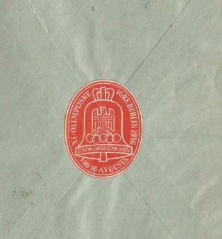 Olympics Games Berlin Germany 1936.  Stamp Label On Cover Yugoslavia - Rare