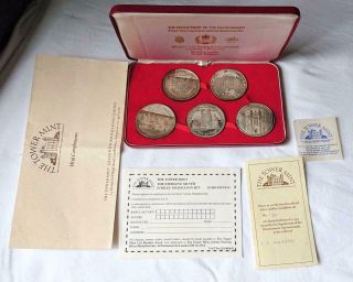 Rare 1977 Sterling Silver Jubilee Medallions X 5 Dept Of Environment 225g