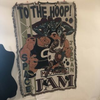 Vintage Michael Jordan Space Jam Blanket Throw Very Rare Authentic 1996 90’s