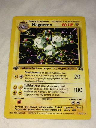 Magneton 26/62 1st Edition Fossil Set Rare Pokemon Card Near Nm Wotc