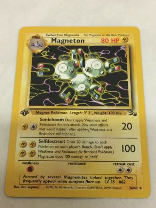 Magneton 26/62 1ST EDITION Fossil Set RARE Pokemon Card NEAR NM WotC 2