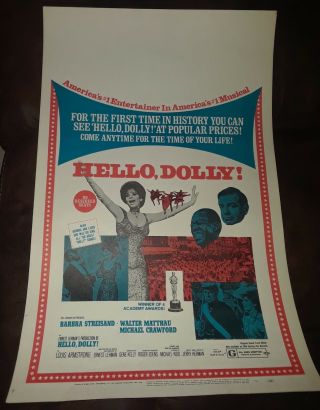 Hello,  Dolly 1970 Window Card Poster (rare)
