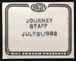 Journey Rare 1983 Bgp Backstage Pass Staff Fresno Vtg Day On The Green