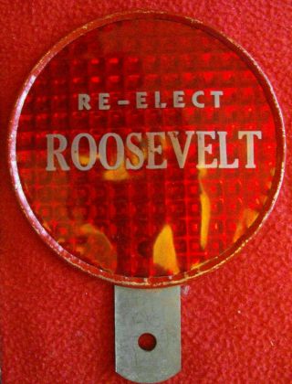 Vintage 1936 License Plate Topper Fdr Roosevelt Outstanding Rare Mint?