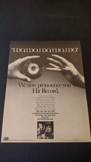Abba " I Do,  I Do,  I Do,  I Do,  I Do,  (1976) Rare Print Promo Poster A