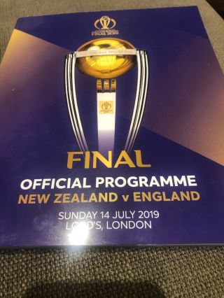 Very Rare 2019 Cricket World Cup Final Programme Zealand V England 14.  7.  2019