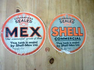 Shell Commercial & Shell Mex 1930s Petrol Tank Seals,  Thin Card,  Rare & Unusual