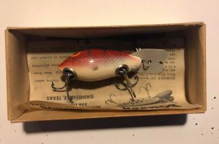 VINTAGE RARE BOMBER No.  405 Fishing LURE BOX WITH PAPERS AND A RED SIDE LURE 6