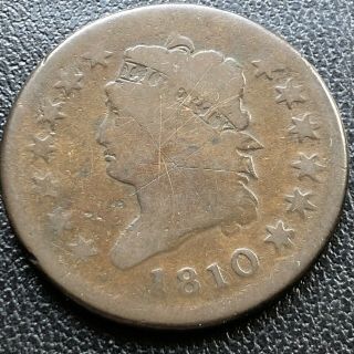 1810 Large Cent Classic Head One Cent 1c Rare Circulated 17702